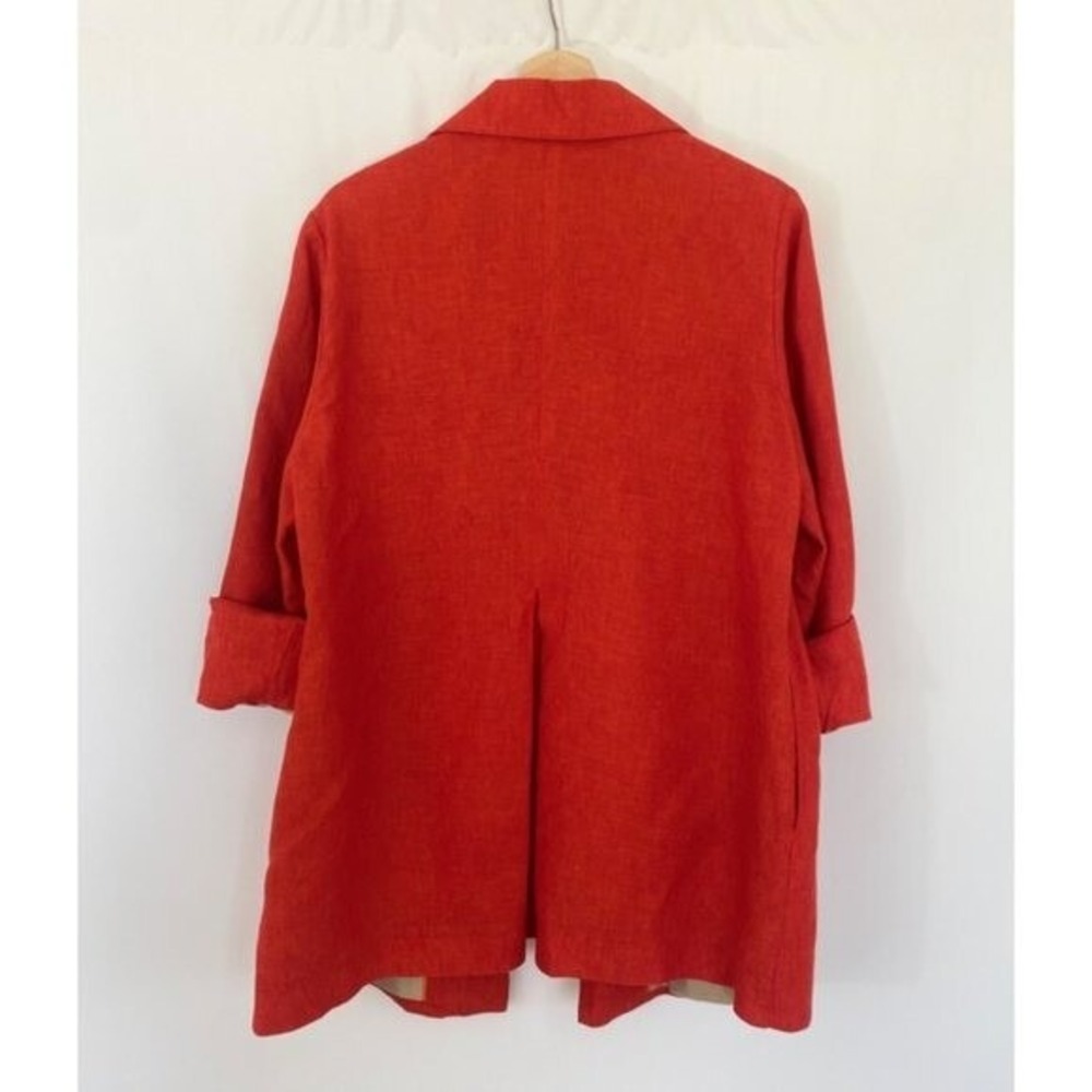 Coldwater Creek Blazer Womens 14 100% Linen Open‎ Front Pockets Size 14 - Picture 3 of 12